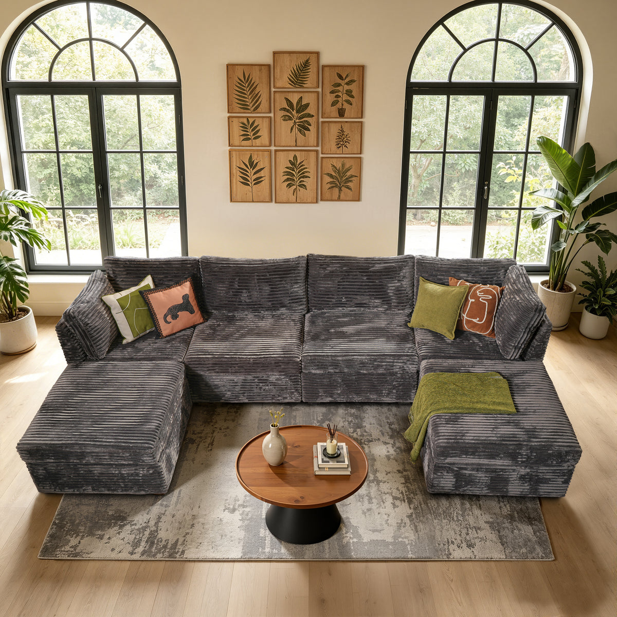 XIZZI 130.7" Modular Sectional Sofa,Oversized Cloud Couch with Deep Seat,U-Shaped Sectional Couches 4 Seat,Gray