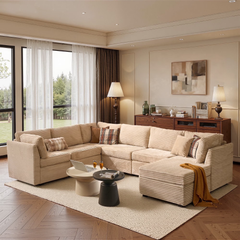XIZZI 127.5" Modular Sectional Sofa,Oversized Cloud Couch 6 Seat,Beige