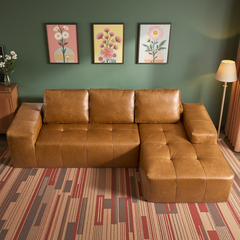 XIZZI Modular Sectional Sofa, Quick-Ship Sofa Right Chaise, Brown - Synthetic Leather