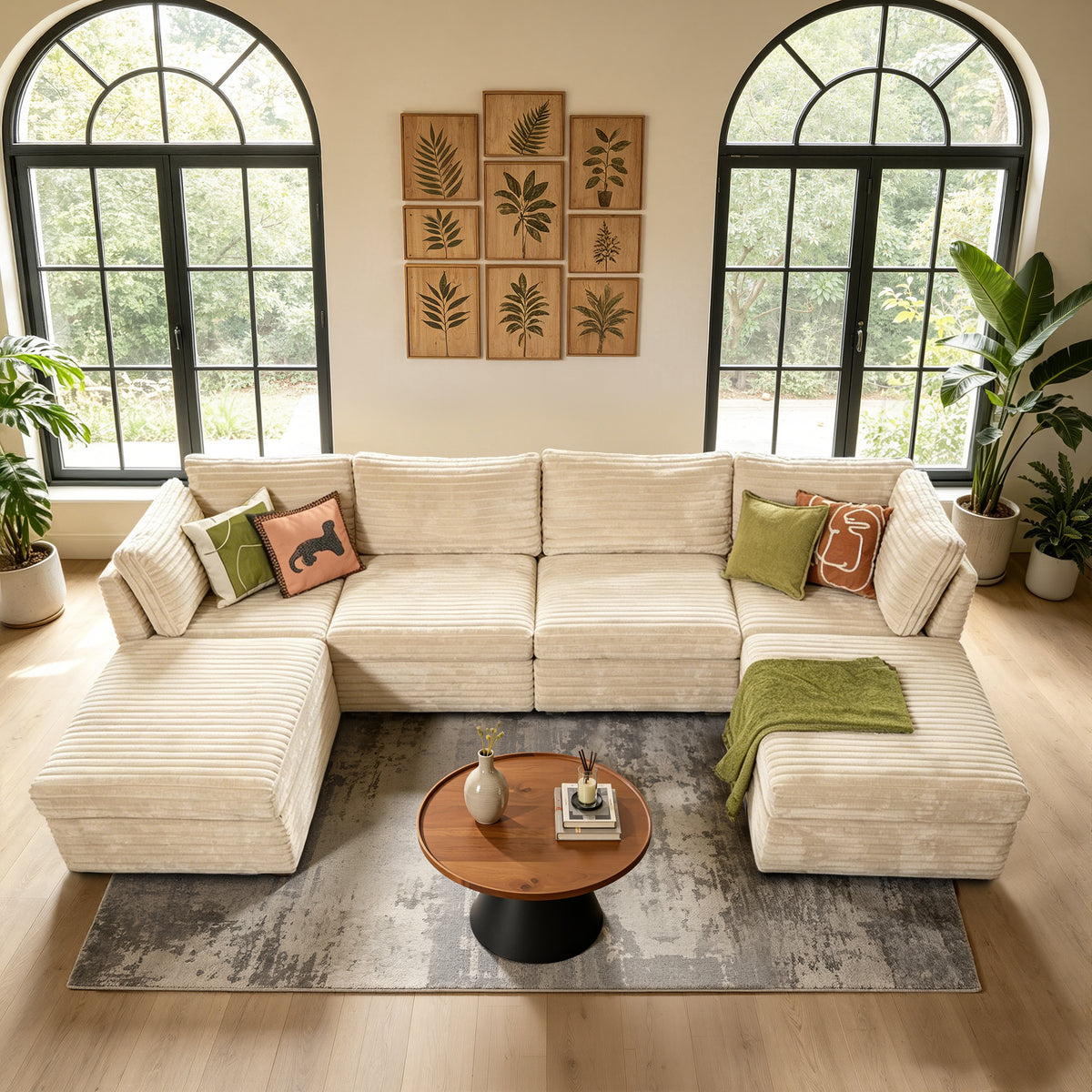 XIZZI 130.7" Modular Sectional Sofa,Oversized Cloud Couch with Deep Seat,U-Shaped Sectional Couches 4 Seat,Beige