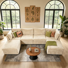 XIZZI 130.7" Modular Sectional Sofa,Oversized Cloud Couch with Deep Seat,U-Shaped Sectional Couches 4 Seat,Beige