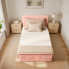 XIZZI Twin Size Cloud Bed Frame with Mattress, 2-in-1 Bed in a Box, Compressed Boneless Bed Frame with Headboard and Noise-Free Mattress for Small Spaces Guest Room,No Assembly Pink
