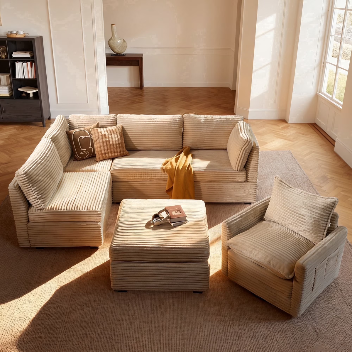 XIZZI 95" Modular Sectional Sofa,Oversized Cloud Couch with Deep Seat,Modern Sectional Couches 5 Seat,Beige